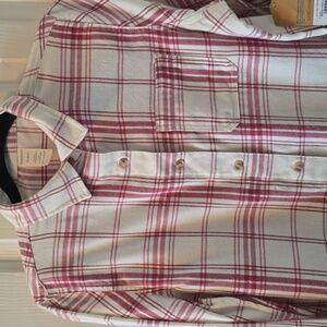 THEREABOUTS GIRL'S RED PLAID LONG SLEEVES FRONT BUTTON FLANNEL SHIRT XL 18.5P